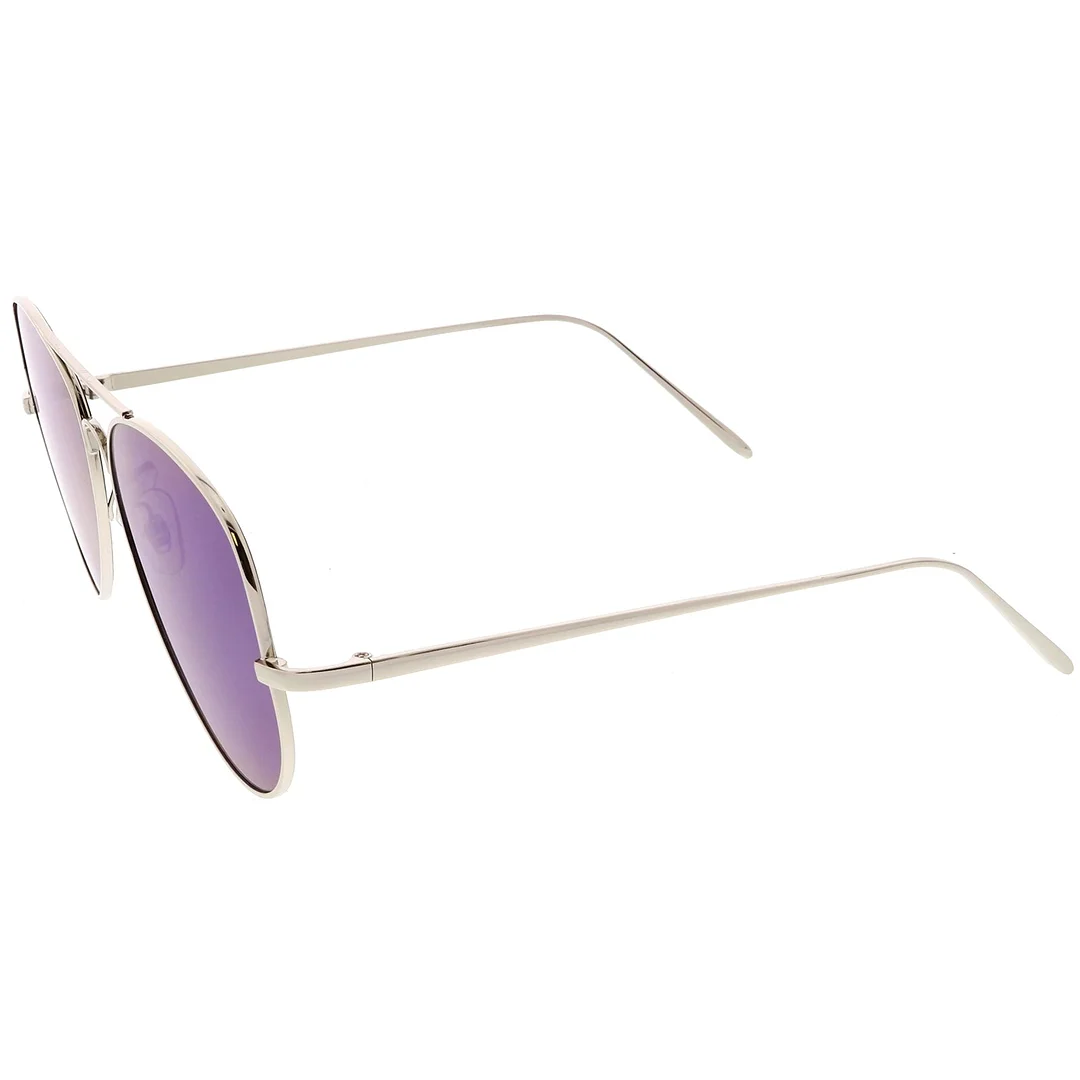 Classic Metal Aviator glasses Double Nose Bridge Color Mirror Flat Lens 59mm