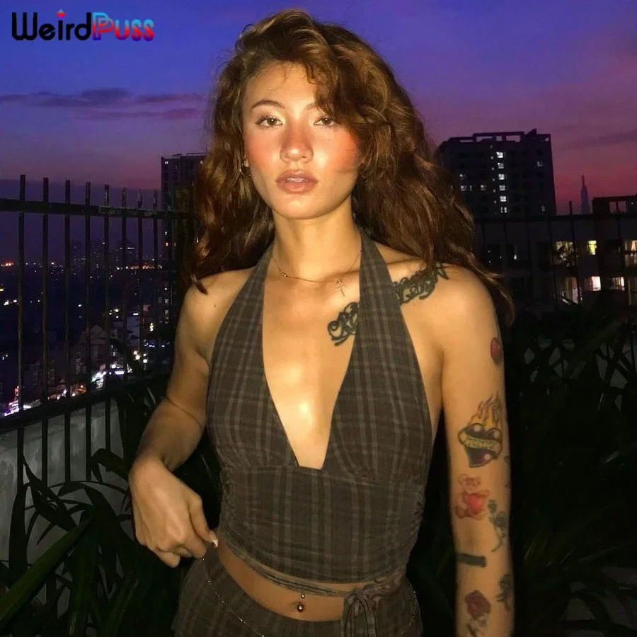 Weird Puss High Waist Straight Pants E-Girl Striped Print Women Skinny Fashion Y2K Streetwear Elegant Slim Thin Long Trousers