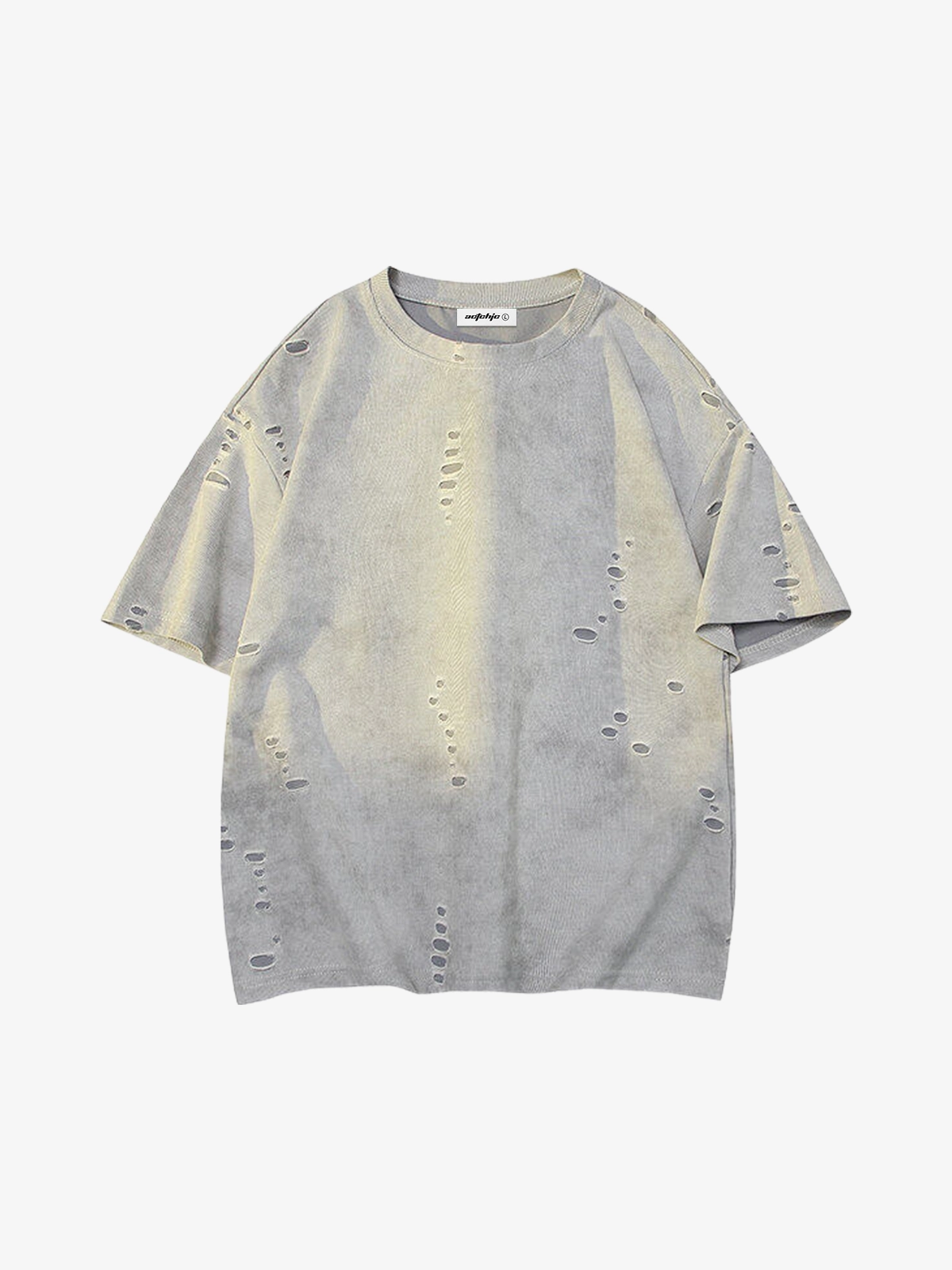 Grey Act Chic Color Block Distressed Crew Neck Tee Front