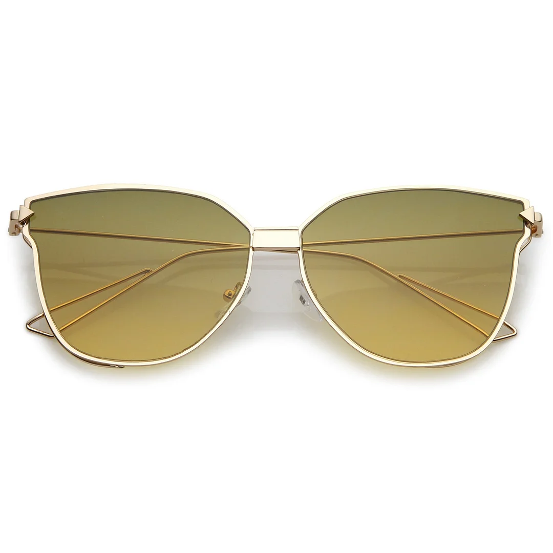 Oversize Cat Eye glasses With Tinted Flat Lens And Wire Arms 59mm