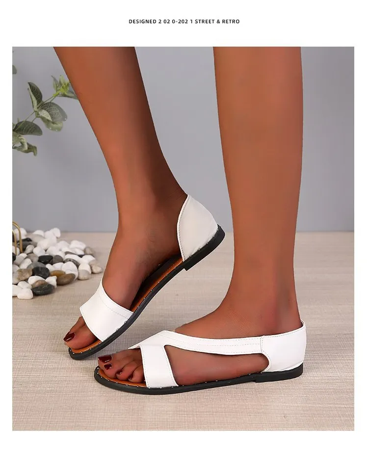 Breakj Breakj Wind Large-Size Fish Mouth Type Flat-Soled Sandals 2025 New Deed Women's Shoes
