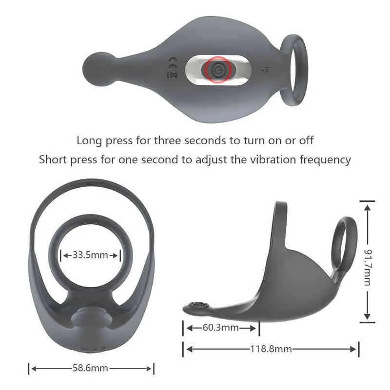 Bluetooth Penis Ring Vibrator for menn Masturbator Chastity App Control