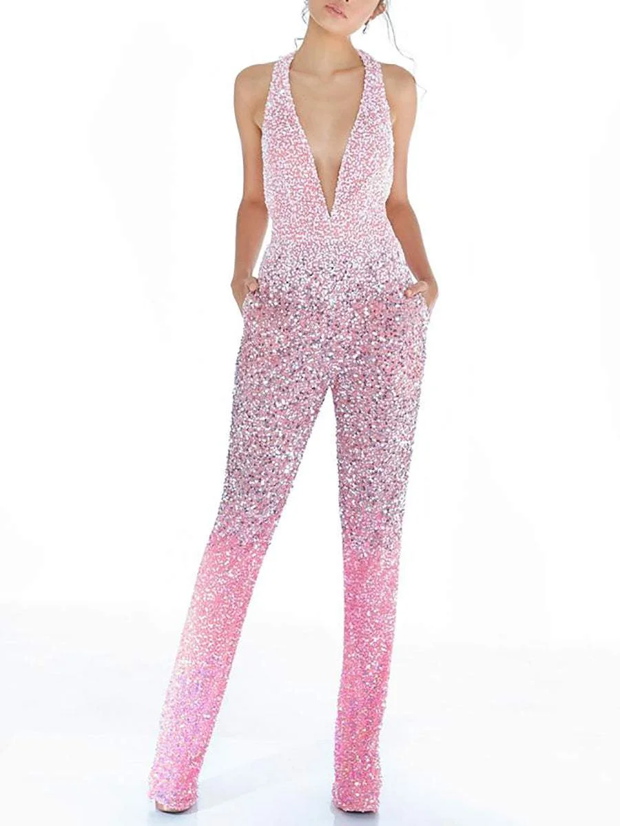 Fully Beaded Ombre Jumpsuit