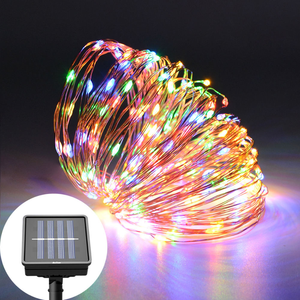 LED Solar Rechargeable String Lights for Outdoor Decoration (10M/100LEDs)