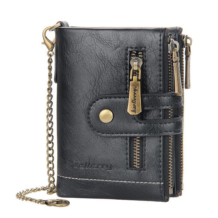 Men‘s Rfid Wallet With Chain, Retro Bifold Card Holder Purse