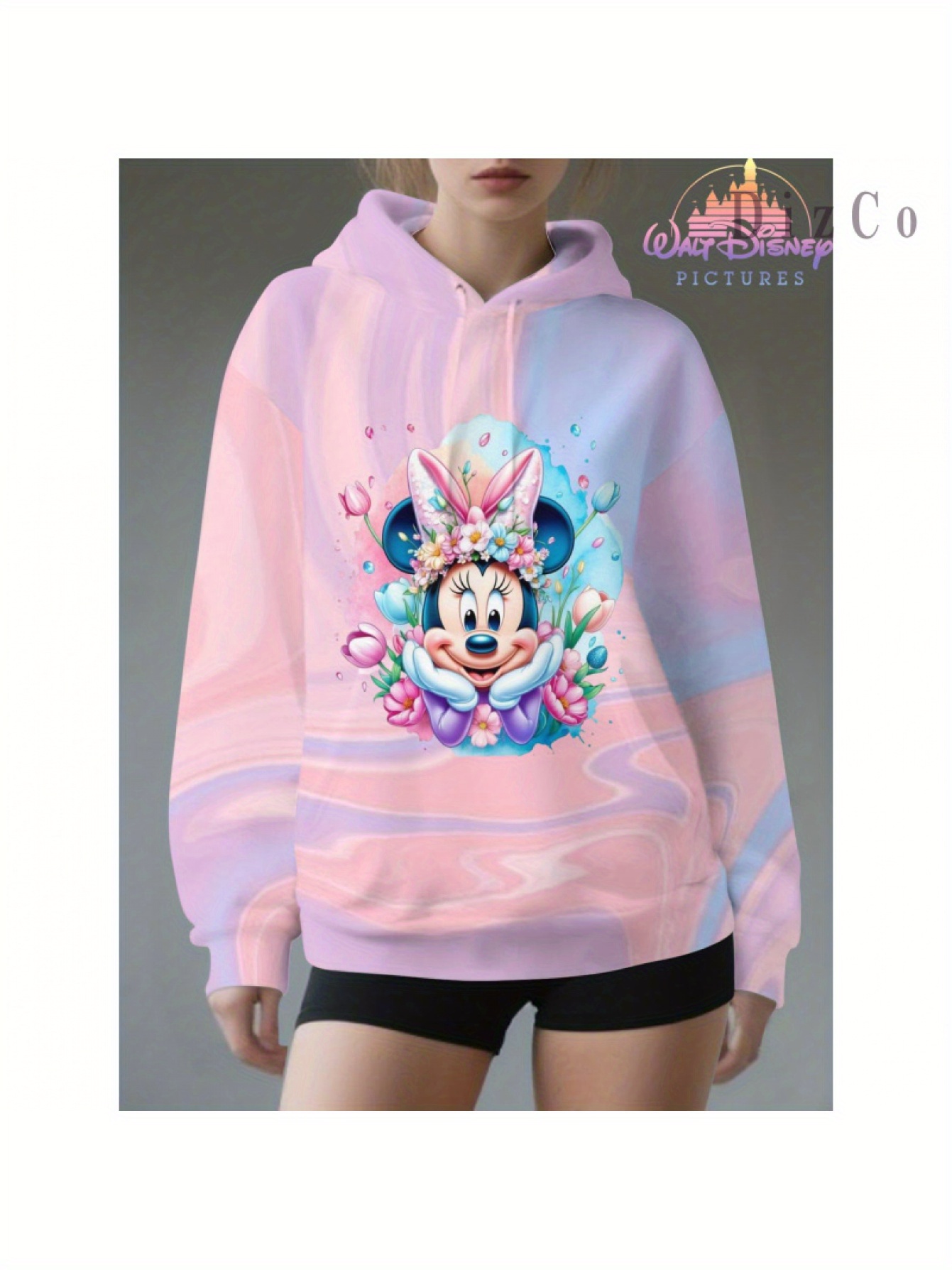 Plus Size Womens Disney New Summer Casual Elegant Hooded Drawstring Cartoon Sweatshirt | IFYHOME