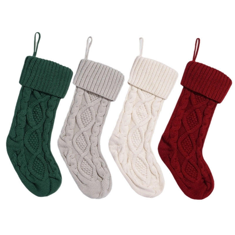 Christmas Striped Knitted Elastic Decorative Socks High-grade Wool Socks Christmas Tree Pendant Kindergarten Gift