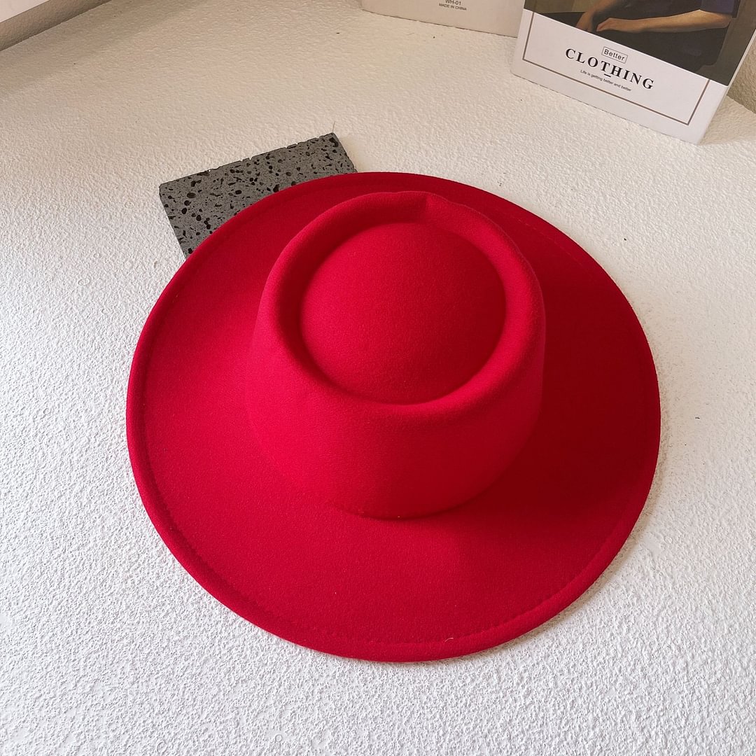 Porkpie Flat Top Hat - Red