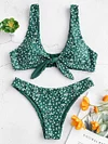ZAFUL Print Flower Sexy Bikinis Women Push Up Swimsuit Bikini Set Bandage Swimwear Yellow Thong Bathing Suit 2019 Swimming Suit