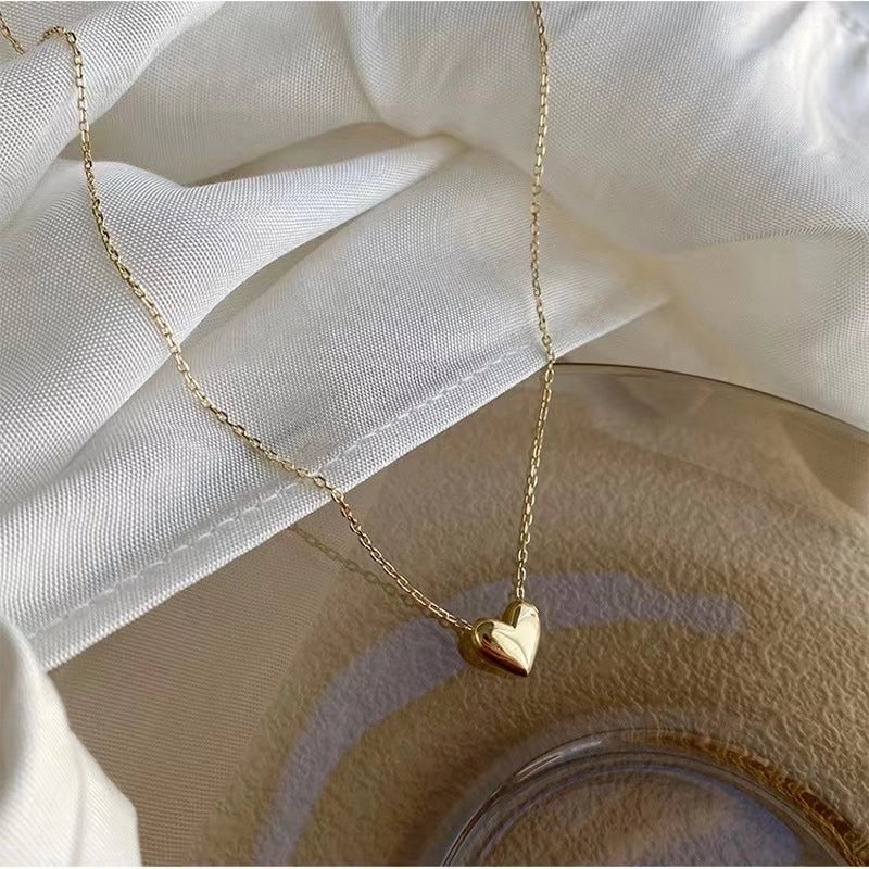 925 Sterling Silver Cable Chain Plating Heart Shape Necklace