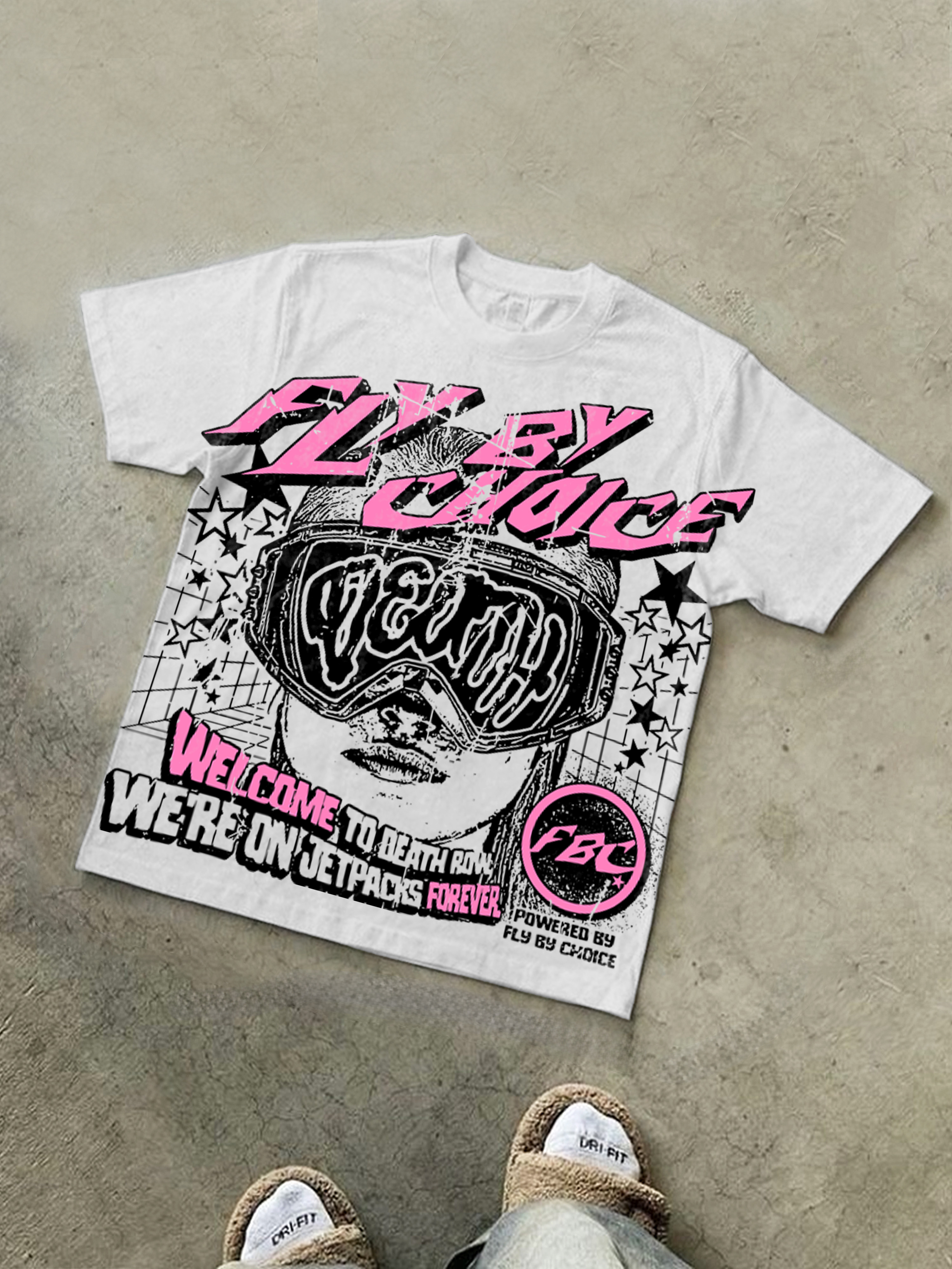 Vintage Fly By Choice Death Graphic Cotton Short Sleeve T-Shirt