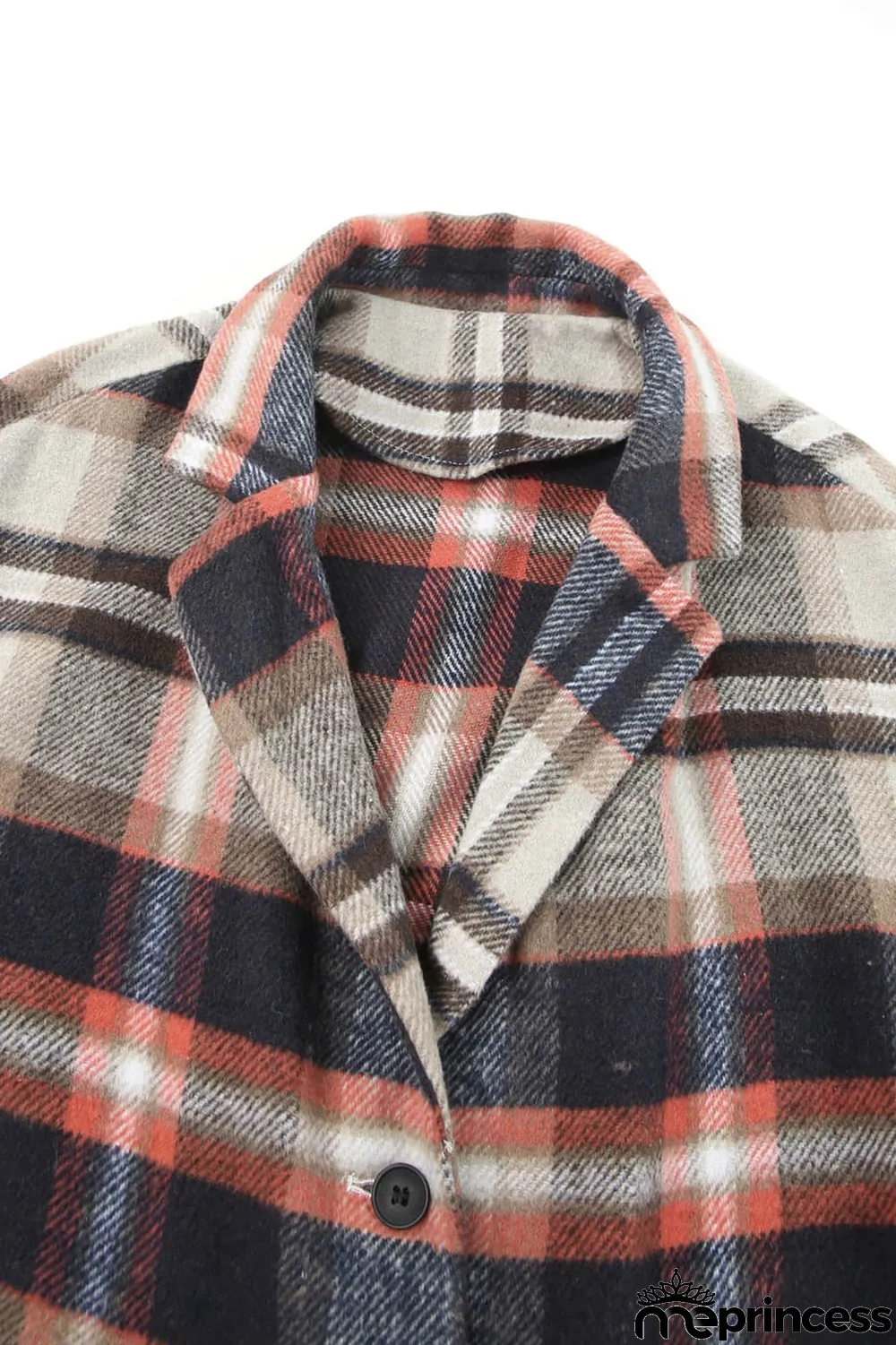 Khaki Plaid Button Up Lapel Jacket