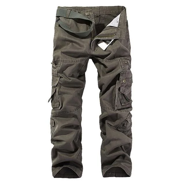 Mens Tactical Pants Joggers Casual Male Cargo Pants Cotton Trousers Multi Pocket Military Style Green Pants