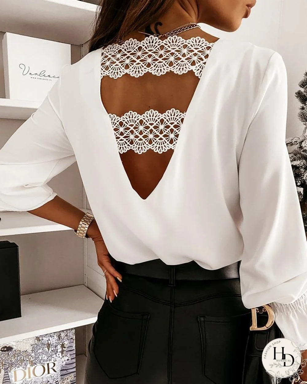 Guipure Lace Backless Top P12203