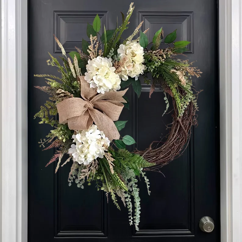 Summer Large Farmhouse Hydrangea Wreath