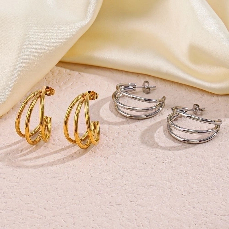 1 Pair Classic Style Geometric Plating 304 Stainless Steel 18K Gold Plated Earrings