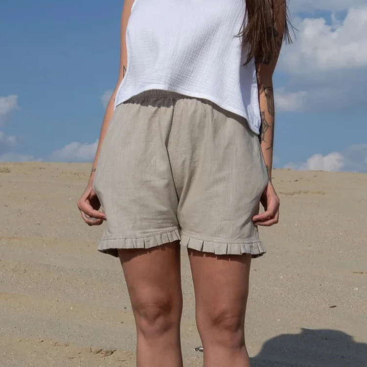 Cotton Linen Loose Pocket Casual Shorts