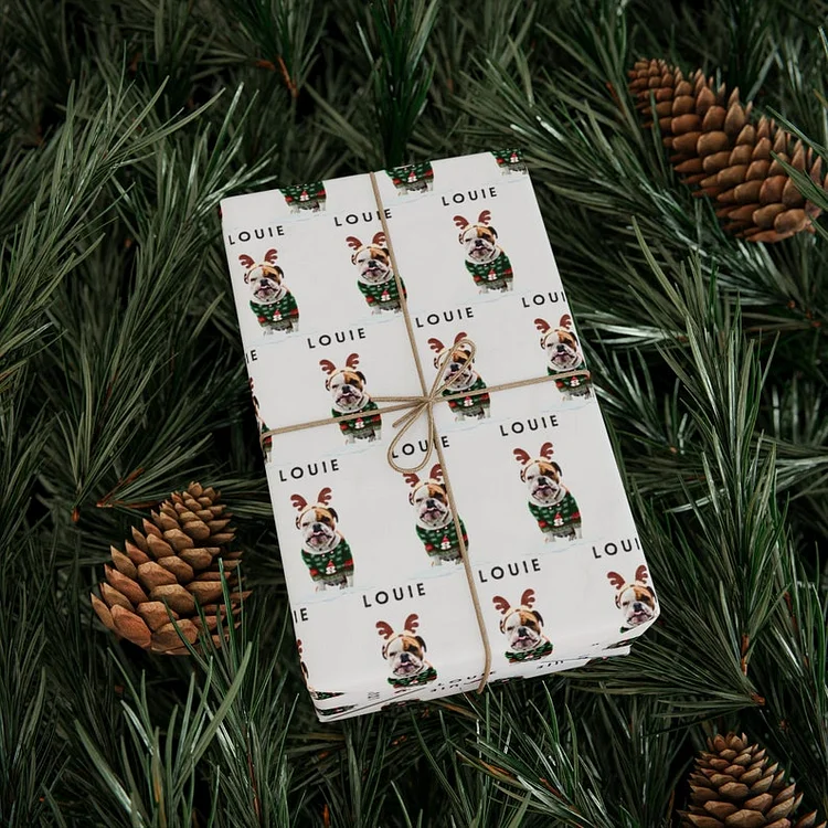 Custom Dog Gift Wrap, Dog Wrapping Paper Custom Pet Wrapping Paper, Name,Christmas Holiday Gift
