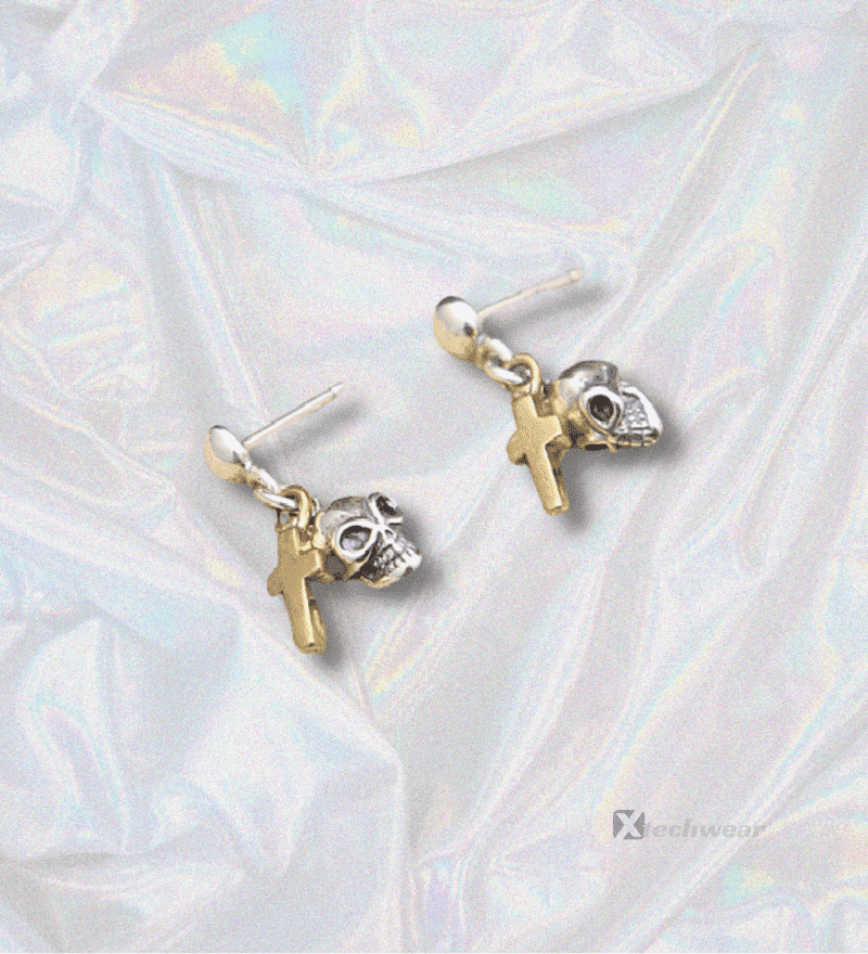 Skull Cross Earrings Techwear - X techwear-x