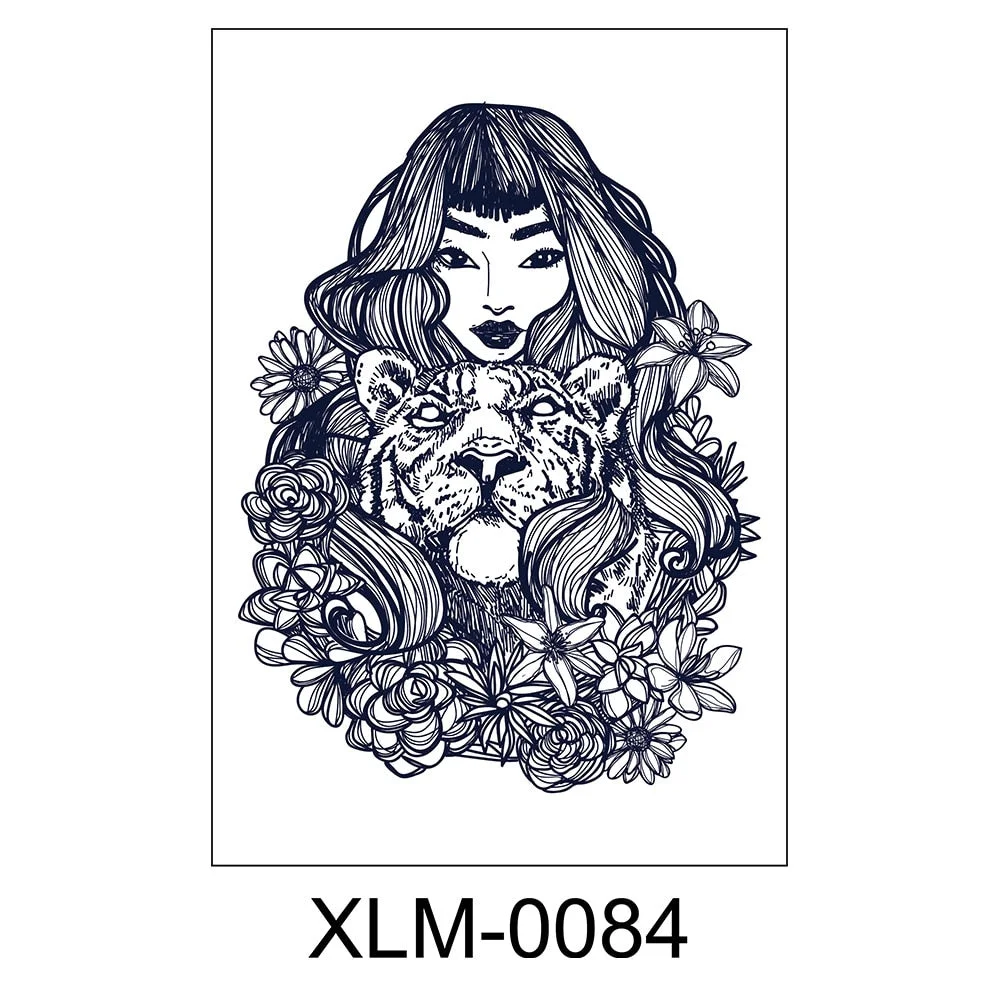 Semi-permanent waterproof sweat plant lasting big picture tattoo flower arm non-reflective herbal juice tattoo sticker