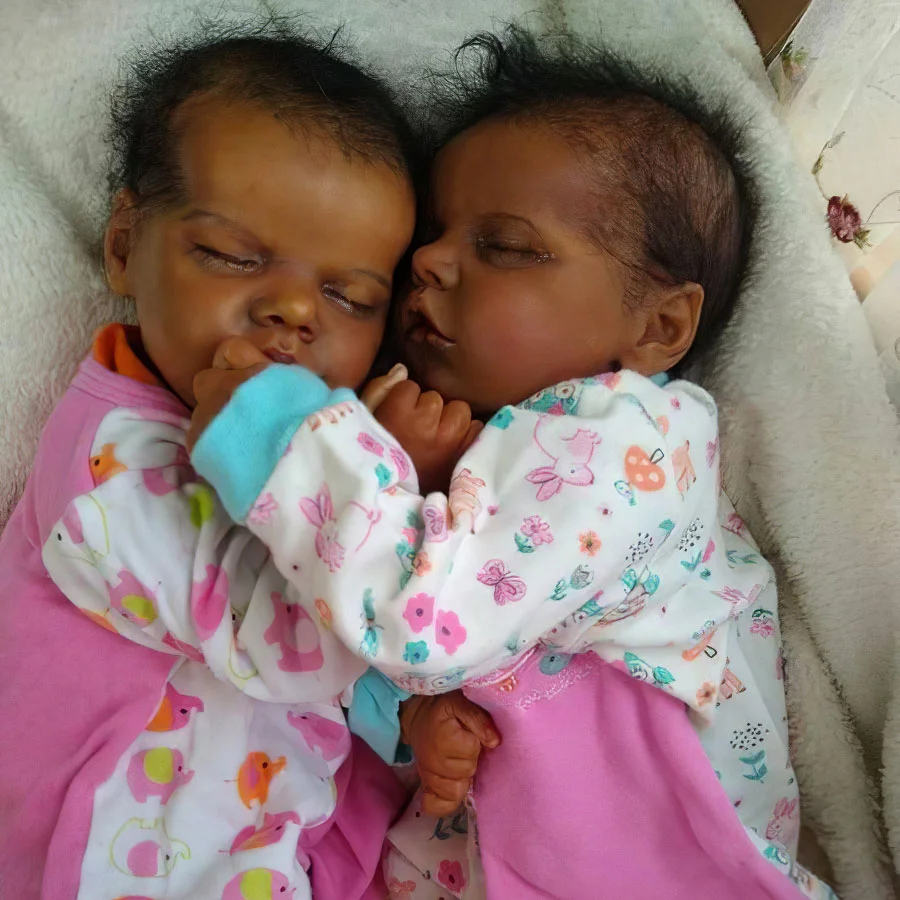 12'' Sleeping Dreams Reborn Twins Afrcian American Girls Truly Sisters Newborn Cute Baby Dolls Scarlett & Scarlett -Creativegiftss® - [product_tag] RSAJ-Creativegiftss®