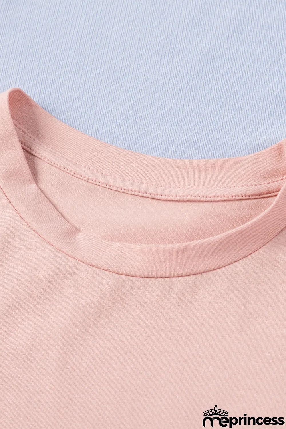 Pink Plain Crew Neck Short Sleeve Tee