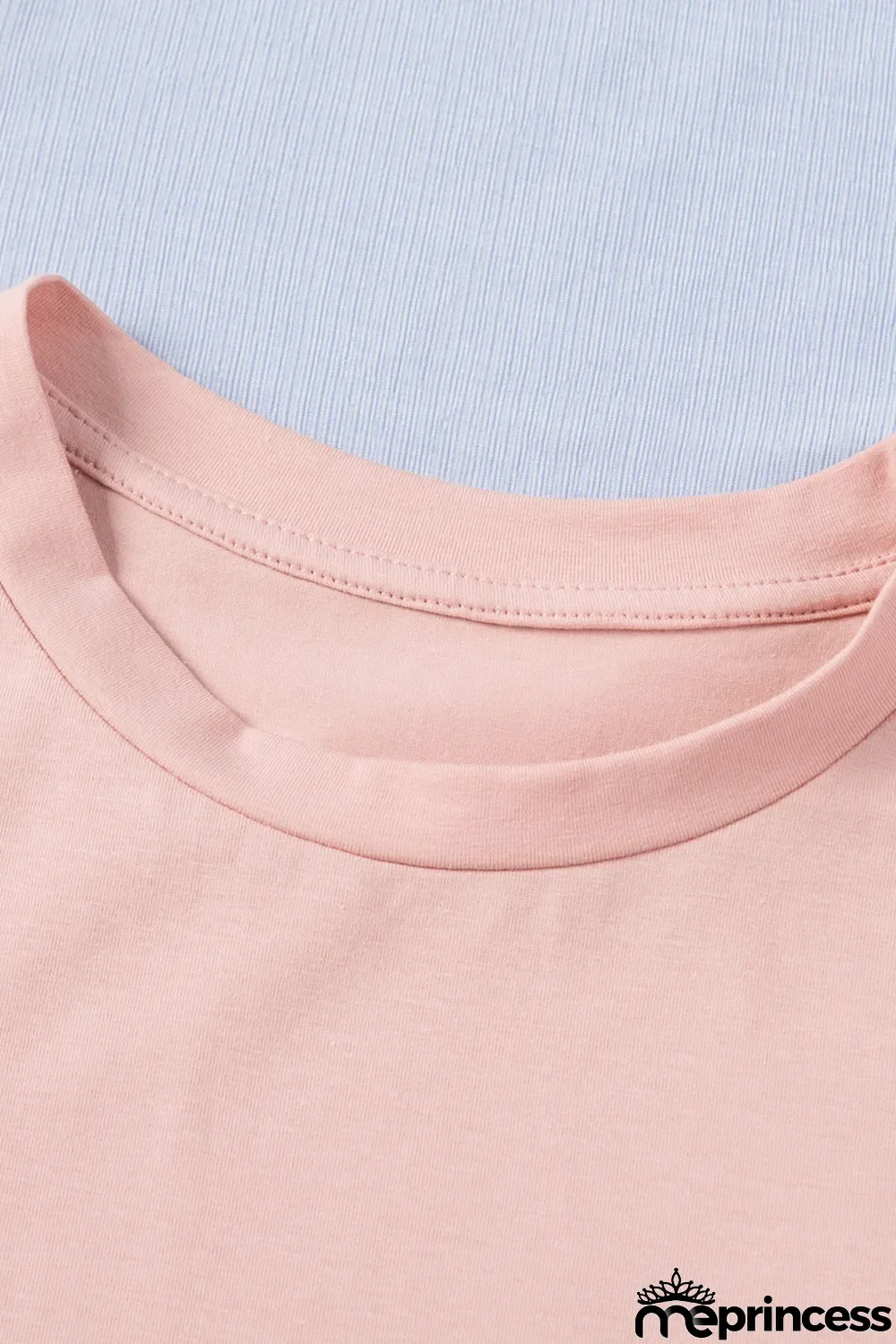 Pink Plain Crew Neck Short Sleeve Tee