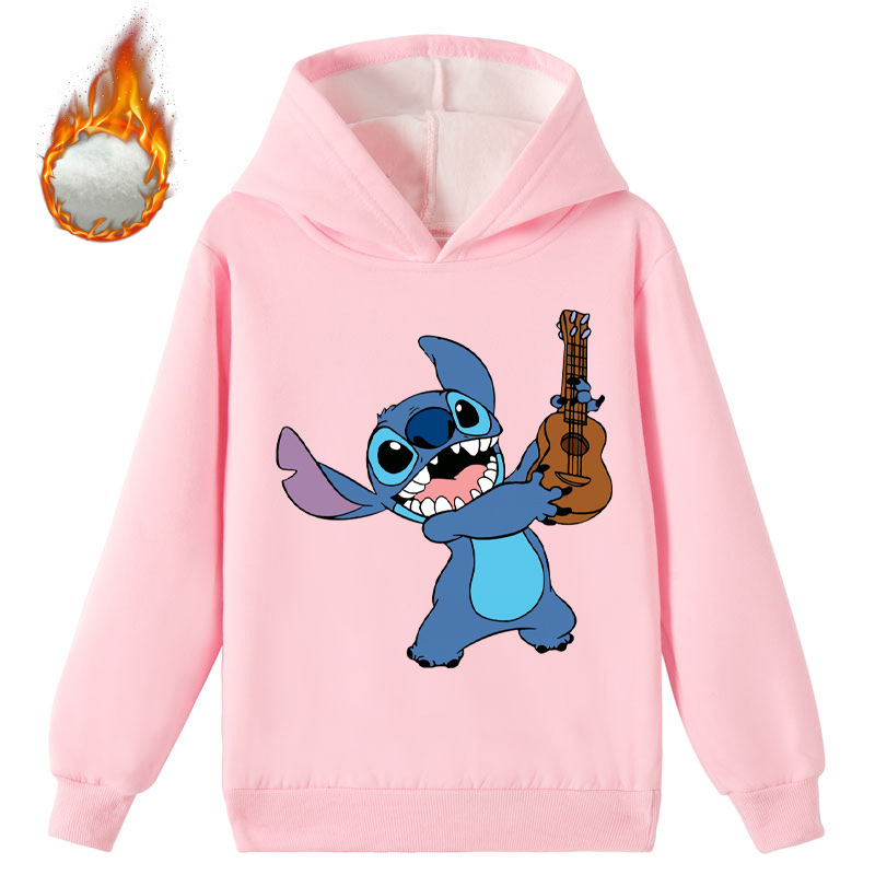 Mayoulove Stitch Fleece Hoodie - Soft and Warm Children's Sweatshirt for Disney Fans of All Ages-Mayoulove