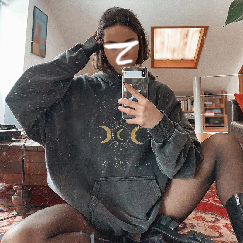   Moon array print hooded sweatshirt designer - Neojana
