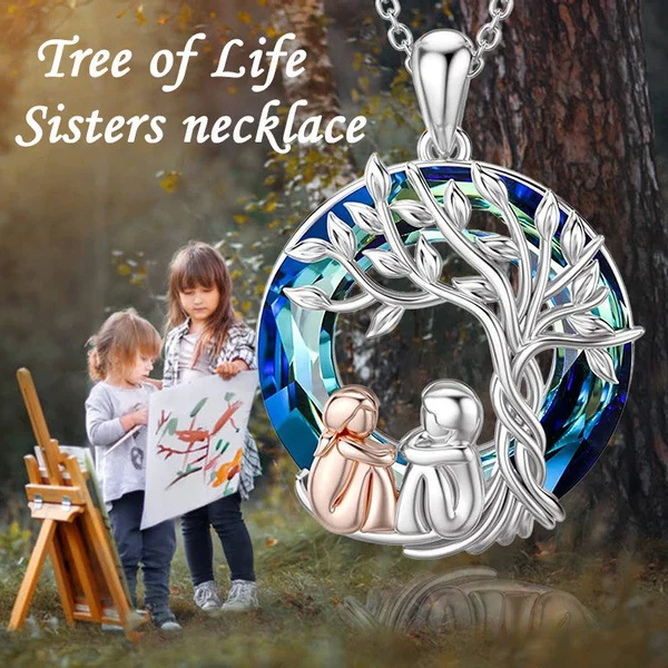 Tree-Bro Necklace Colorful Crystal Winding Pendant Tree of Life Gradient Elegant Gorgeous Necklace Gifts for Dad Mom Daughter Son Grandparents Gifts for Family
