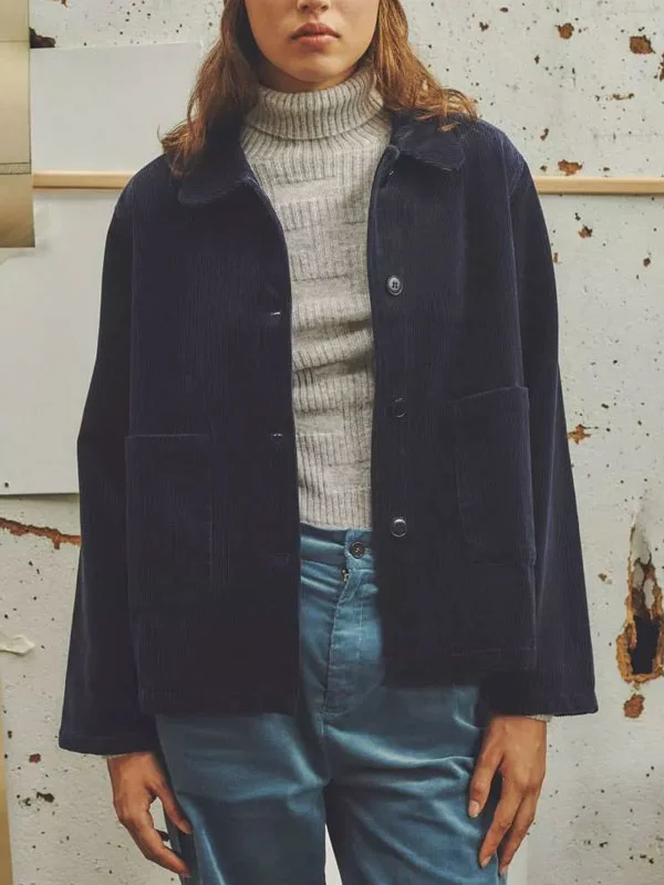 simple temperament corduroy vintage ladies jacket