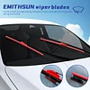 EMITHSUN OEM QUALITY 26" + 16" Premium All-Seasons Stable And Quiet Red Windshield Wiper Blades (Set of 2)
