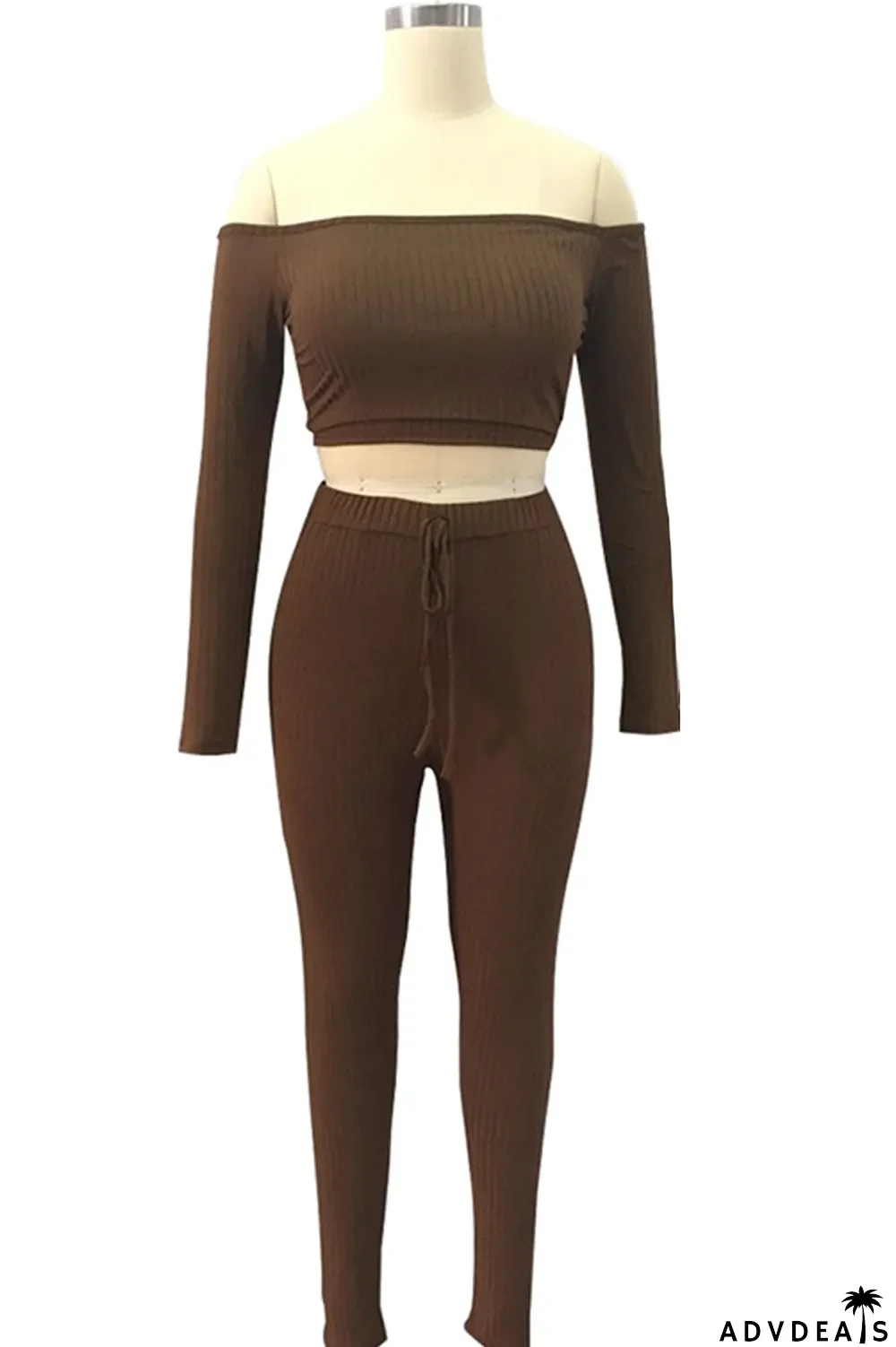 White Sportswear Solid Split Joint Bateau Neck Long Sleeve Two Pieces