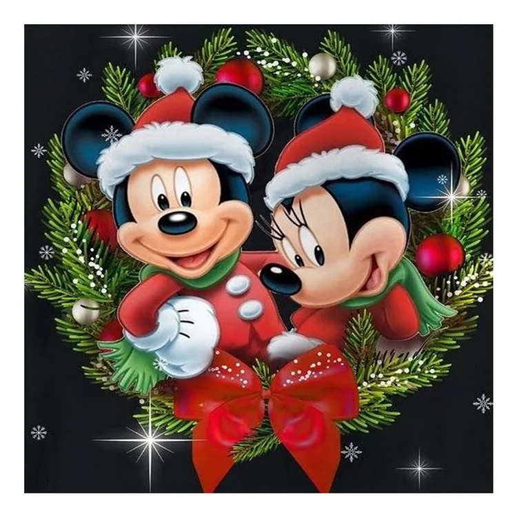 Christmas Mickey Wreath - Full Round - Diamond Painting (30*30cm)