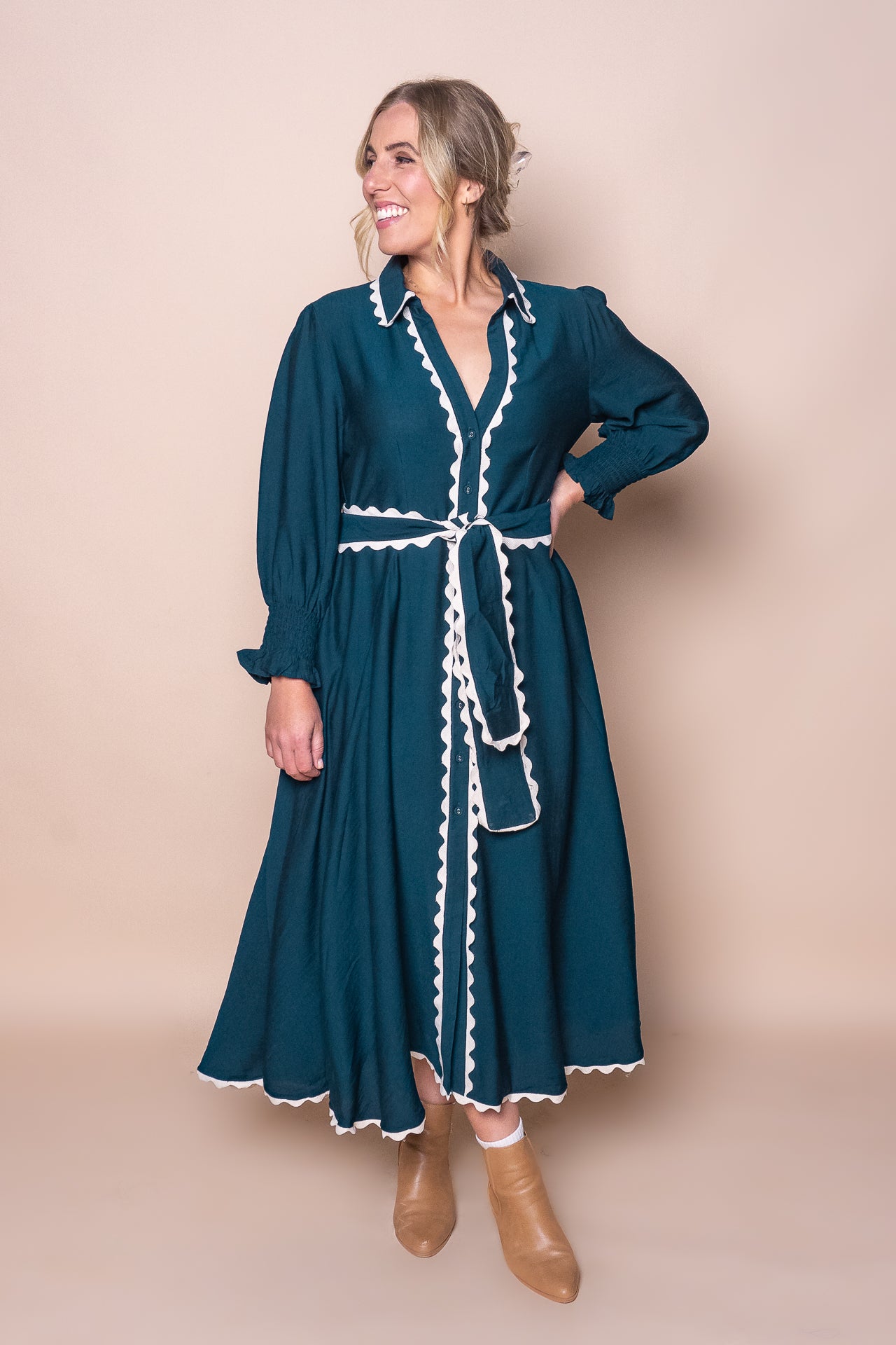 Iggy Midi Dress in Dark Teal