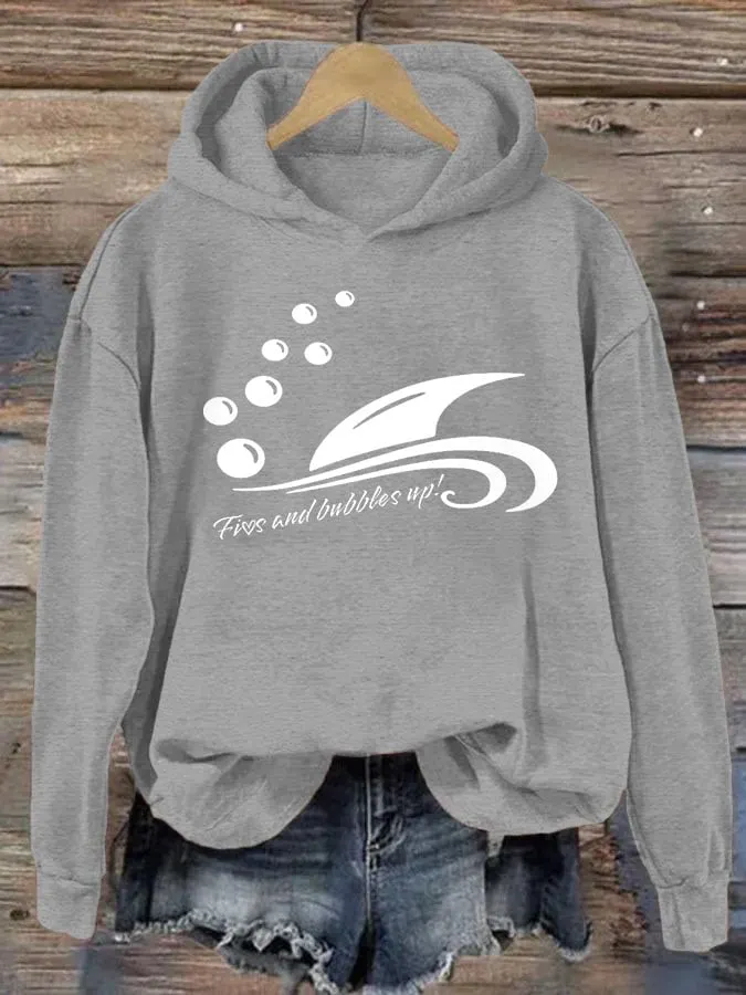 Women's Fins And Bubbles Up Jimmy Print Hoodie