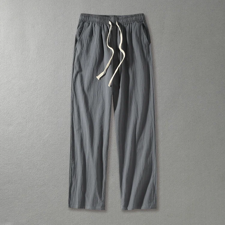 Men'S Vintage Drawstring Casual Cotton Linen Large Size Pants