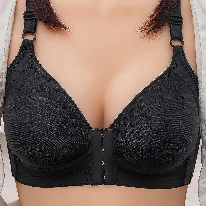 Sexy Pattern Front Buckle Gathered Bra