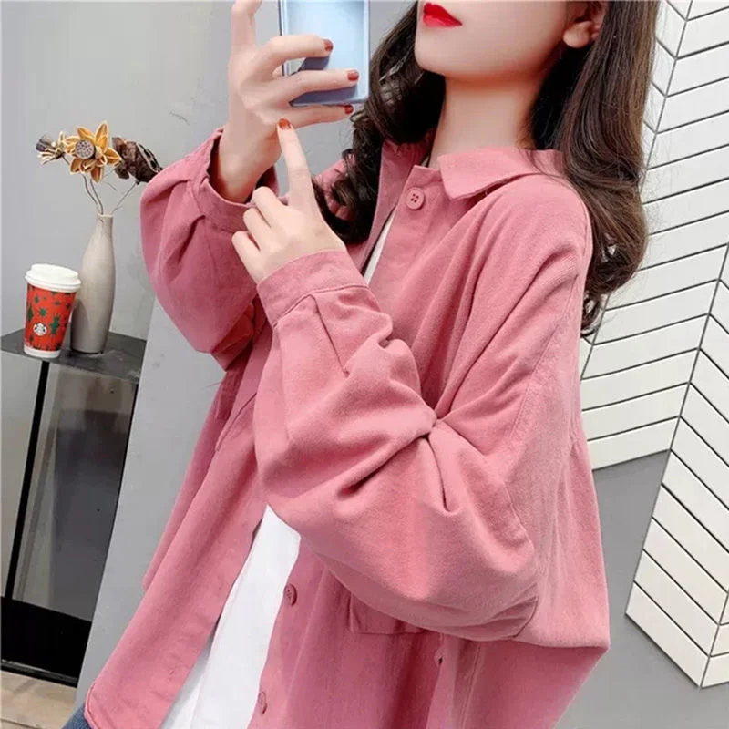 Toloer Toloer Shirt Female Autumn New Korean Version Loose Outside Wear Long-Sleeved Jacket Fashion Versatile Shirt Thin Coat-Outfit Ideas