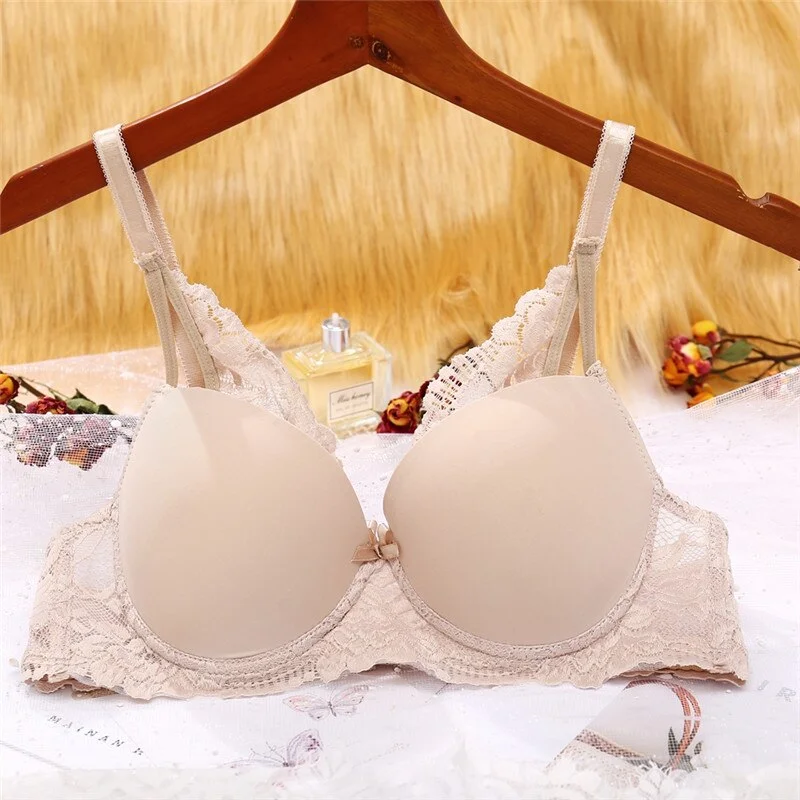 FINETOO Lace Push Up Bra Women Massage Cup Seamless Bras B C Cup Sexy Lingerie Ladies Brassiere Female Solid Color Underwear New