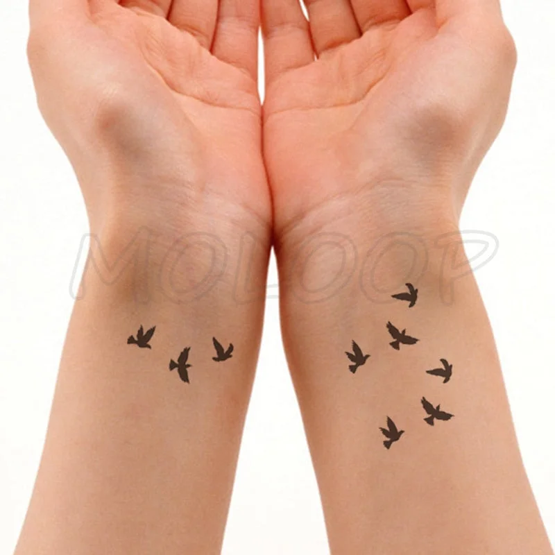 Water Transfer Black Sexy Peace Dove Birds Body Art Waterproof Temporary Fake Flash Tattoo Stickers for Man Woman Kid 10.5*6 Cm