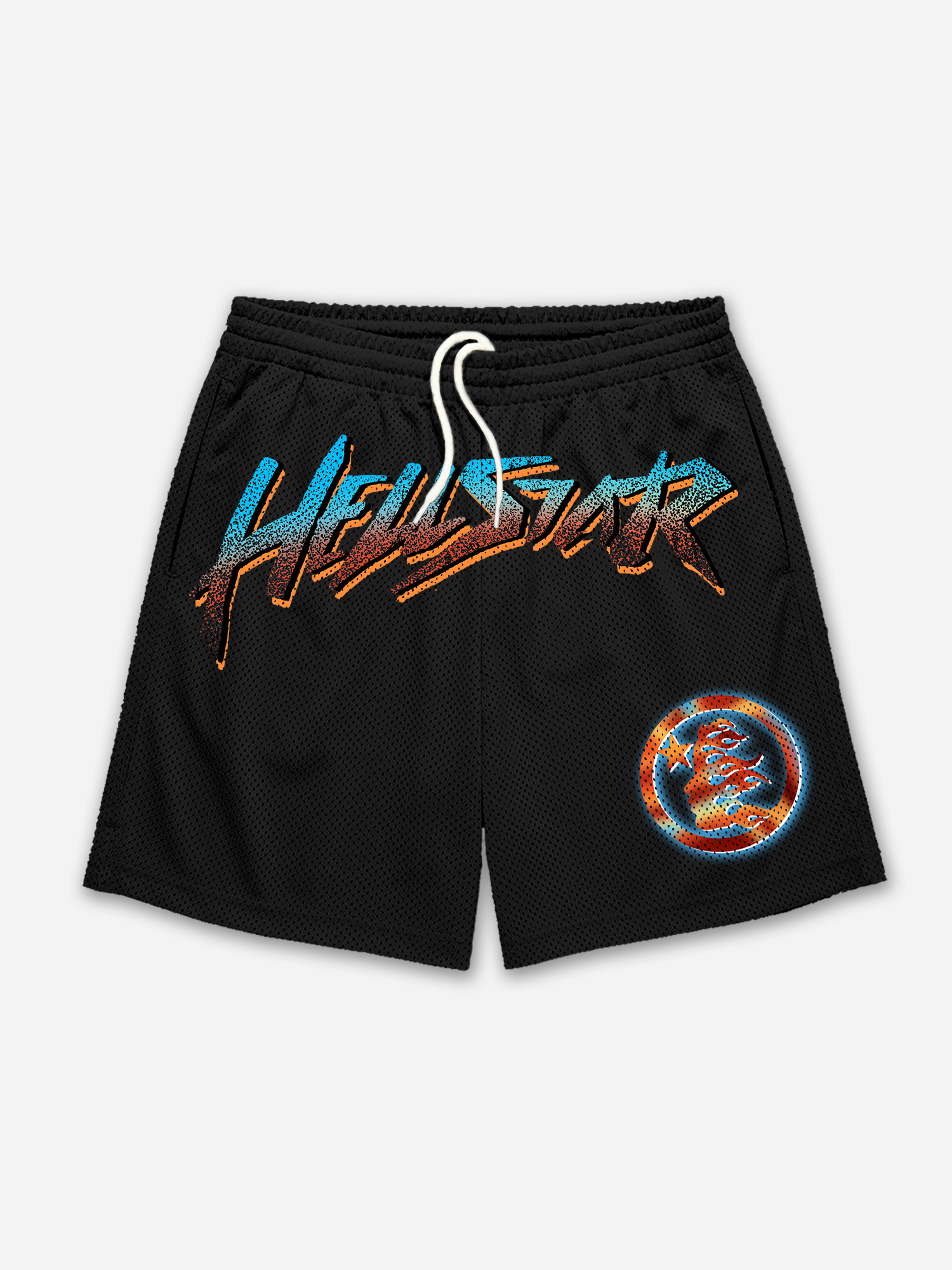 Fun Color Flame Avatar Print Mesh Shorts