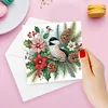 (US Only)6PCS DIY Diamond Art Greeting Cards Christmas Bird Congratulations Cards & Gifts