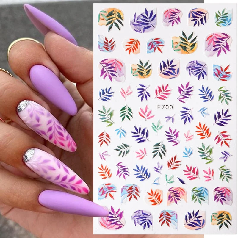 1 Pc 3D Nail Sticker Flower Leaves Slider Transfer Nail Stickers For Manicures Nail Art DIY Transfer Sticker Nail Art Decoration