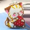 Bead Embroidery - Cat Beaded Counted Cross Stitch Keyring