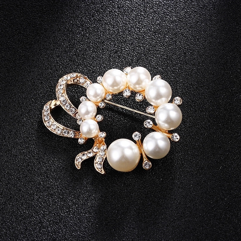 Glam Pin Geometric Alloy Inlay Artificial Pearls Rhinestones Women’S Brooches