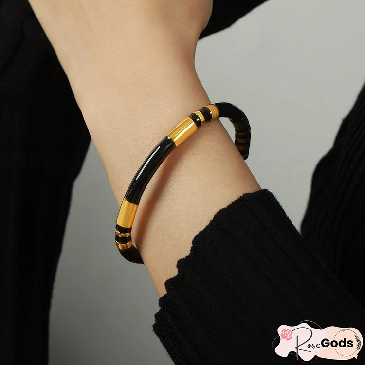 Enamel Titanium Steel Cuff Bracelet