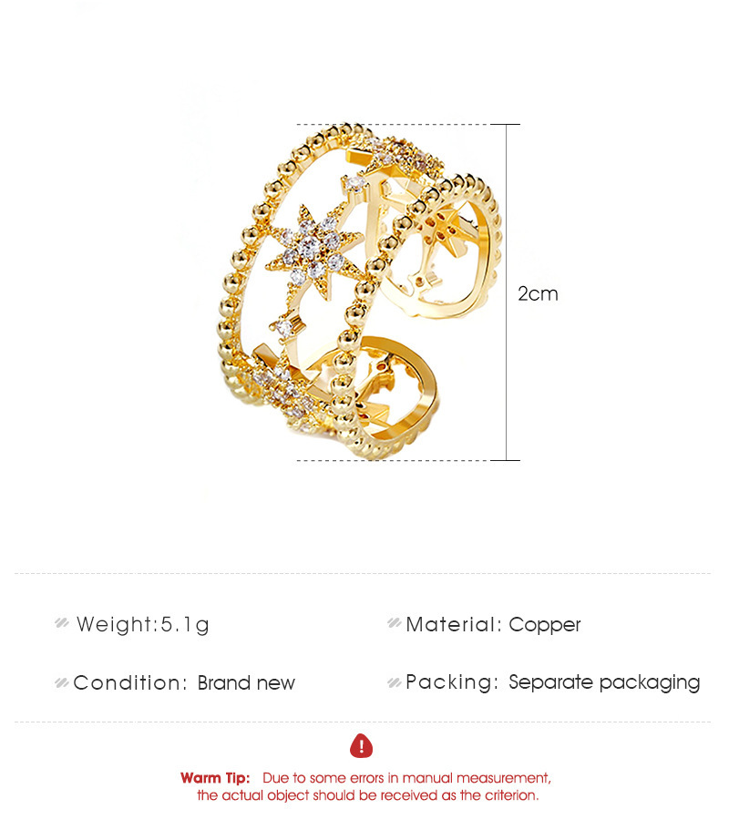 Skeleton Multi-Layered Star Zirconia Gold-Plated Ring