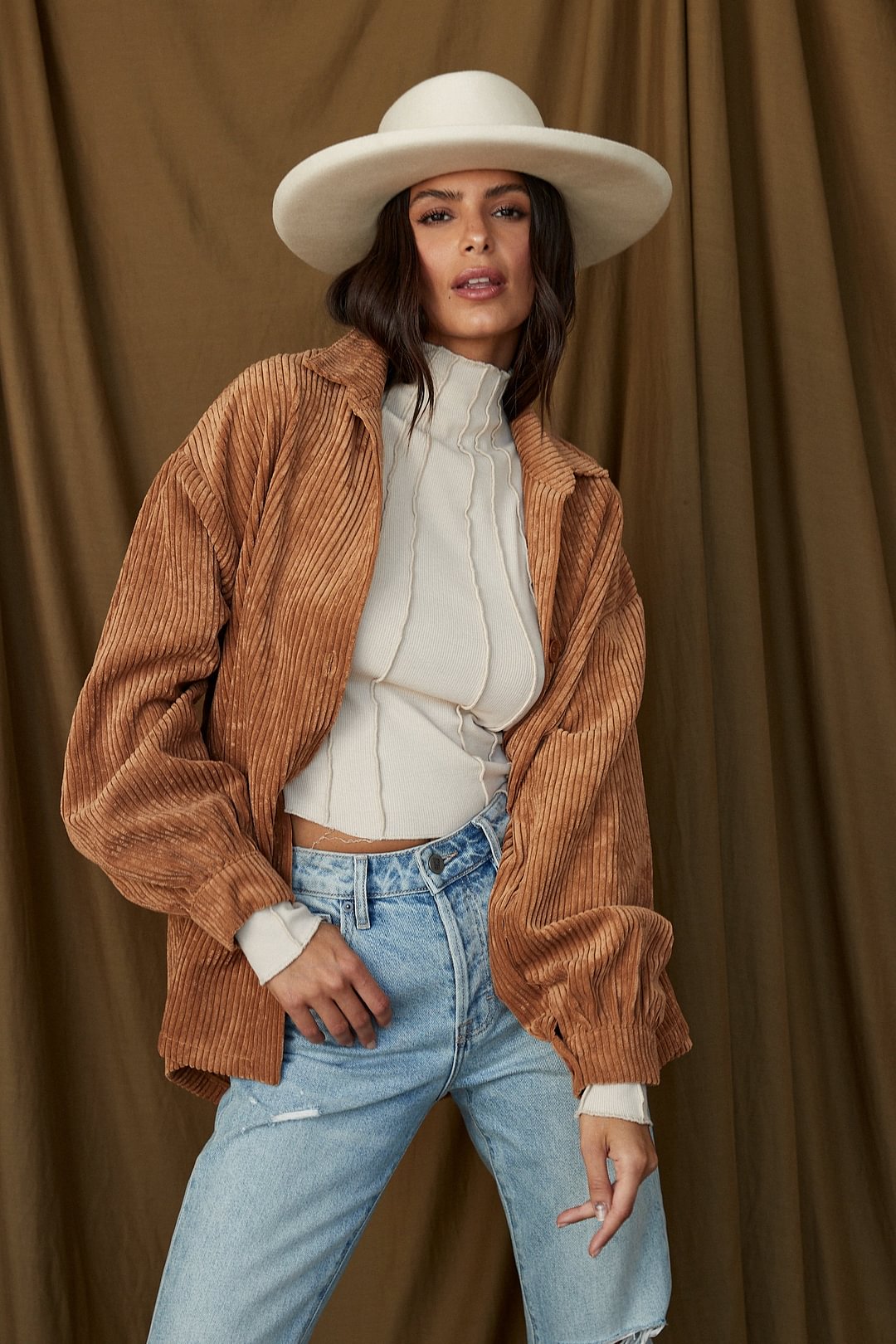 Hilton Head Camel Corduroy Shacket
