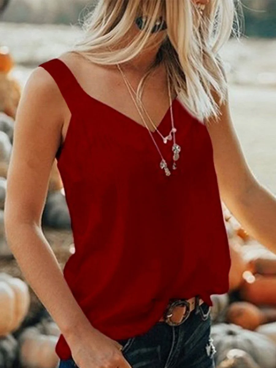 Solid Color Casual Tank Top